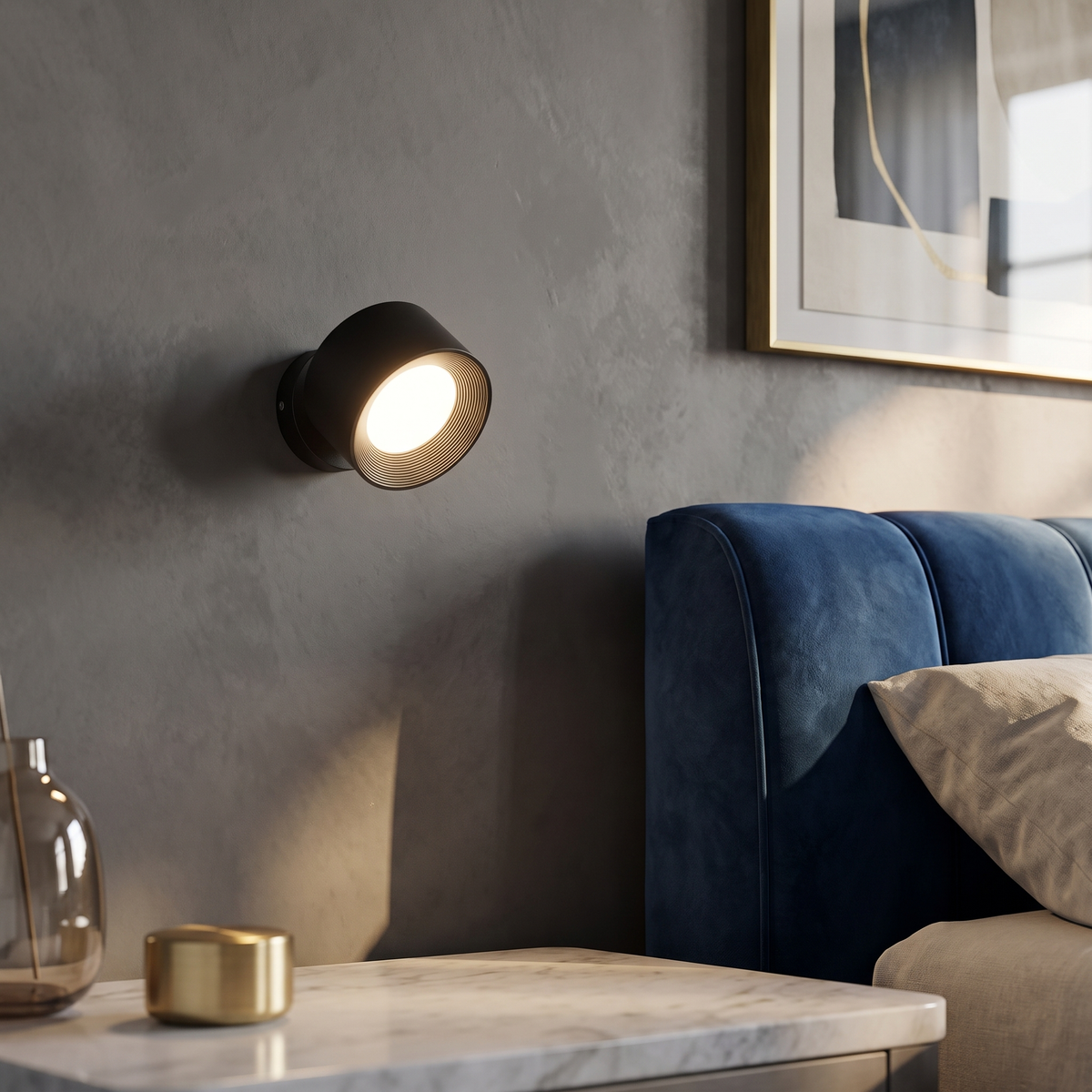 Rechargeable LED Wall Light with Touch or Remote Control – Black