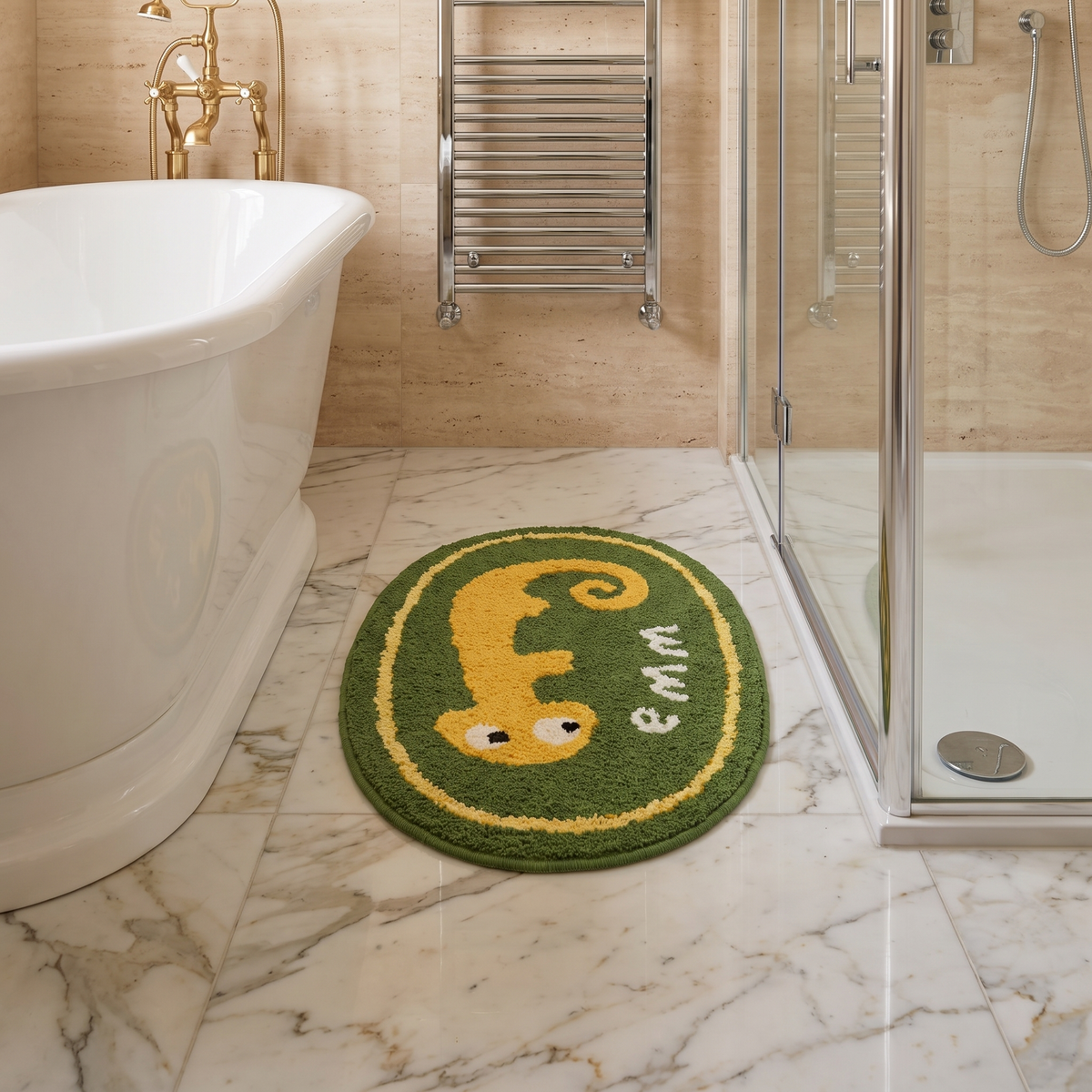 MokoMoko Cute Animal Handcrafted Bath Mat – Chameleon
