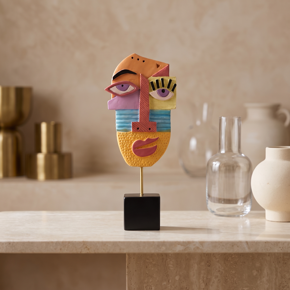 Face Mask Hand Crafted Resin Art Sculpture – D