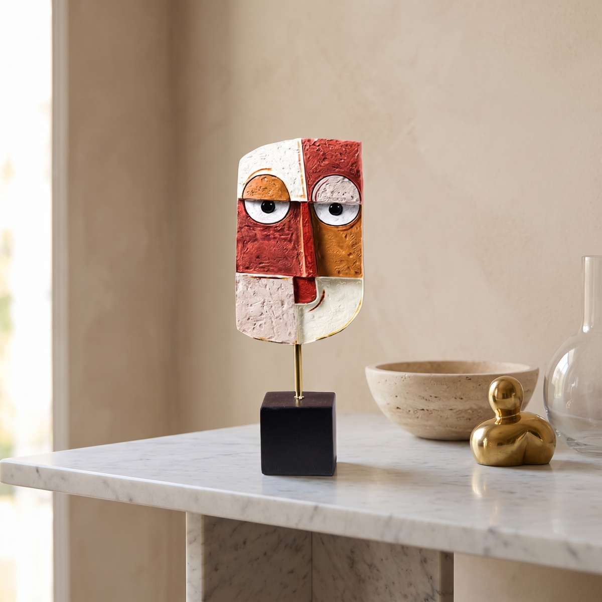 Face Mask Hand Crafted Resin Art Sculpture – B