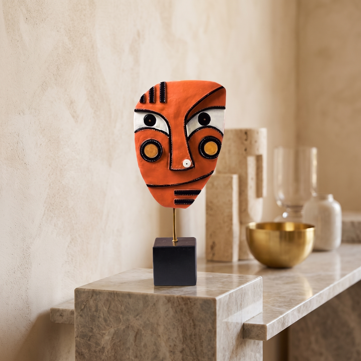 Face Mask Hand Crafted Resin Art Sculpture – C