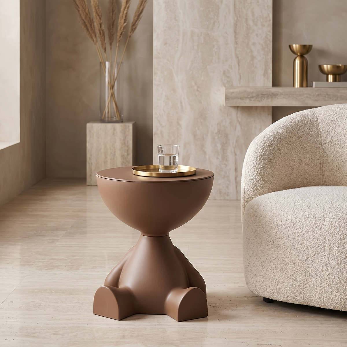 Cartoon Bear Side Table with Hidden Storage – Coffee