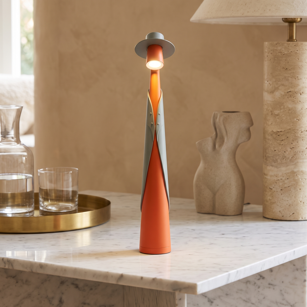 Rechargeable LED Hat Lamp with Touch Dimming – Orange Green