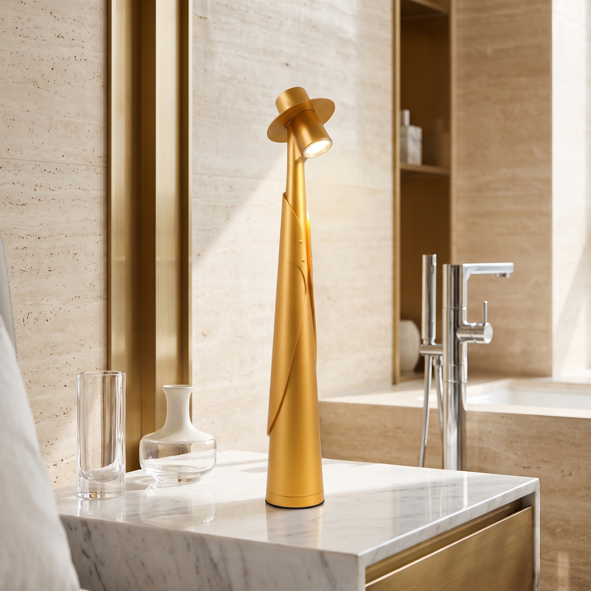Rechargeable LED Hat Lamp with Touch Dimming – Gold