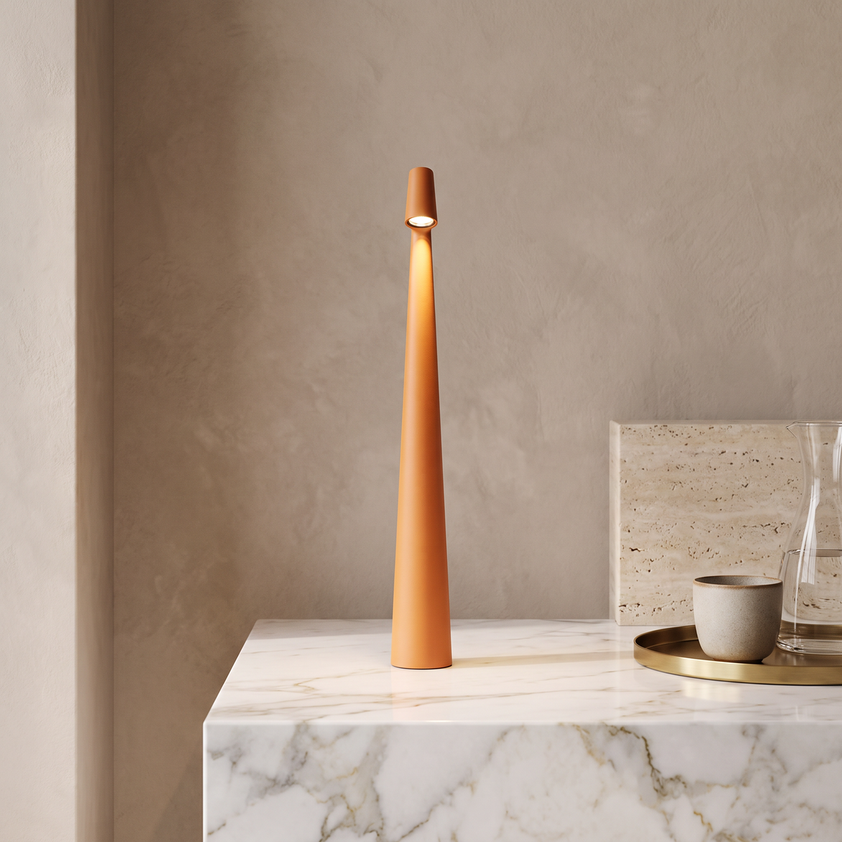 Glowora Rechargeable LED Table Lamp with Touch Dimmer – Orange