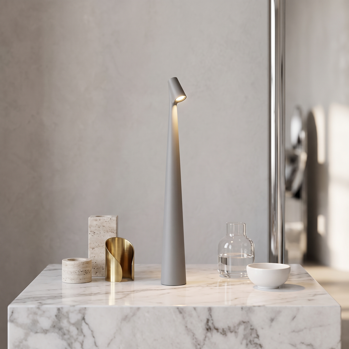 Glowora Rechargeable LED Table Lamp with Touch Dimmer – Gray