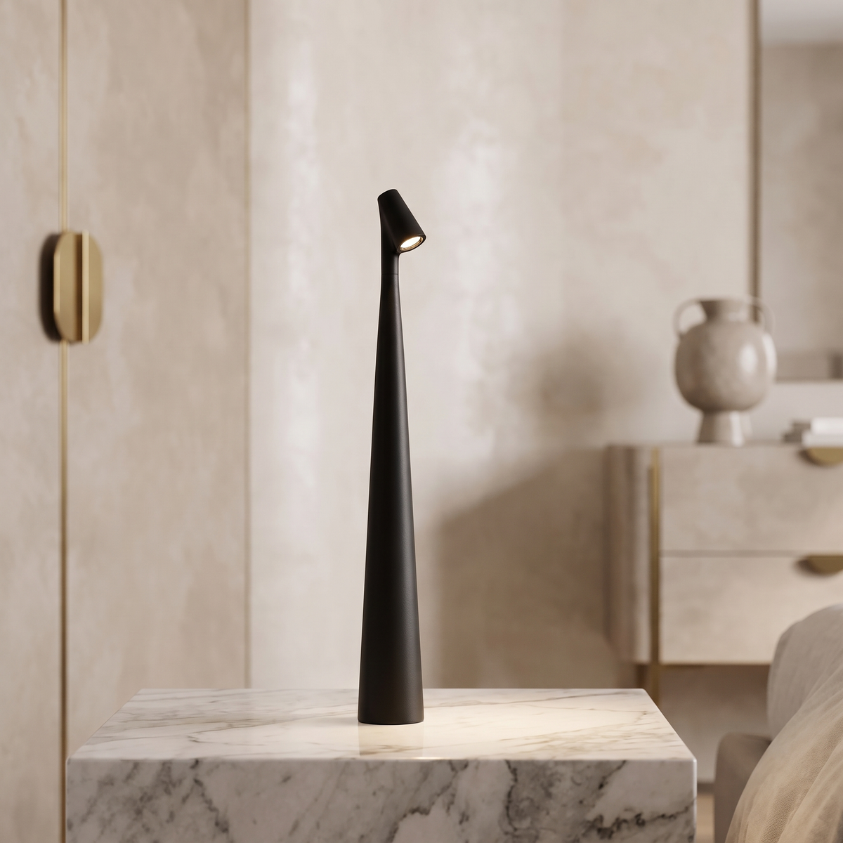 Glowora Rechargeable LED Table Lamp with Touch Dimmer – Black