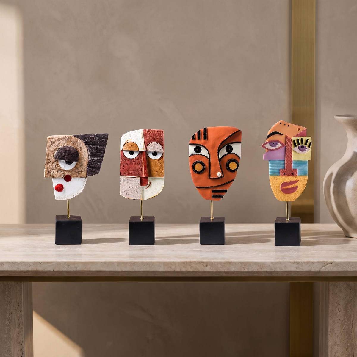 Face Mask Hand Crafted Resin Art Sculpture – all four designs