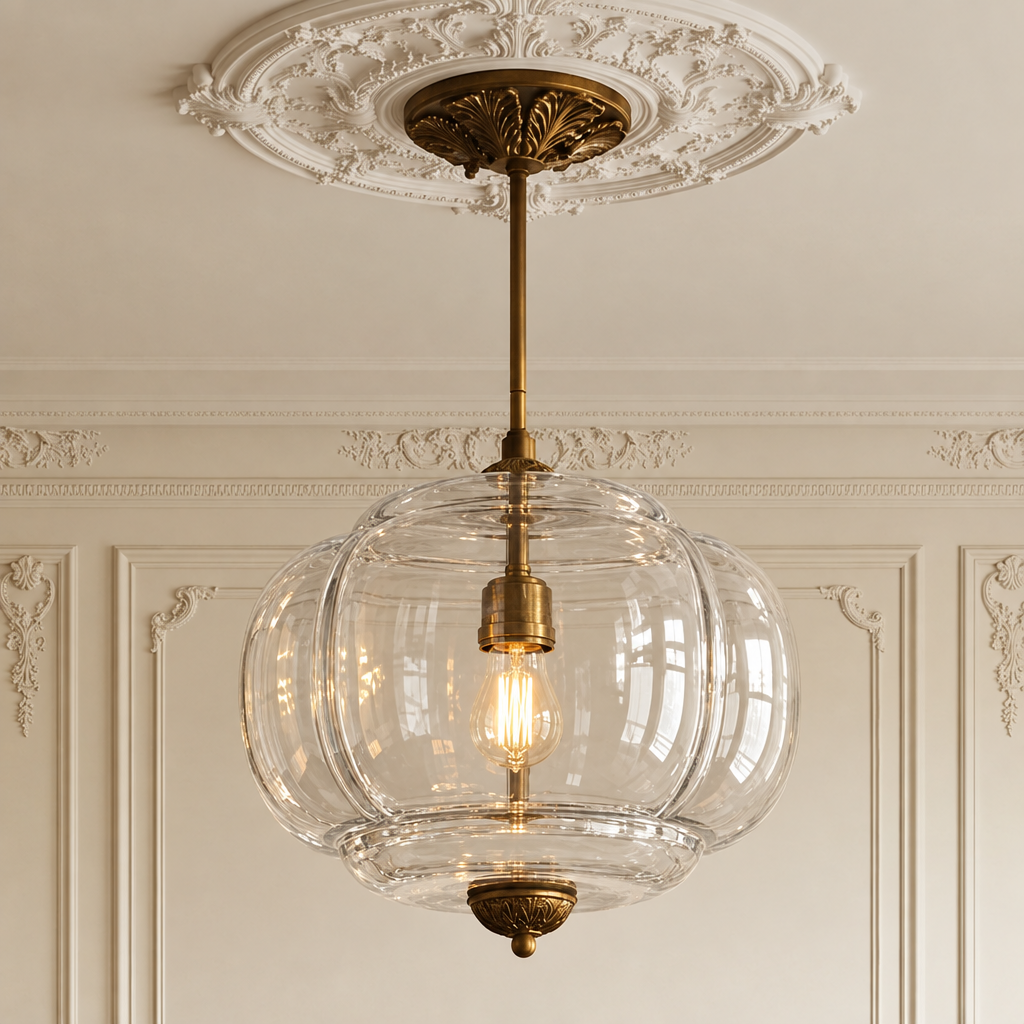 Juliette sculpted glass ceiling light in clear glass