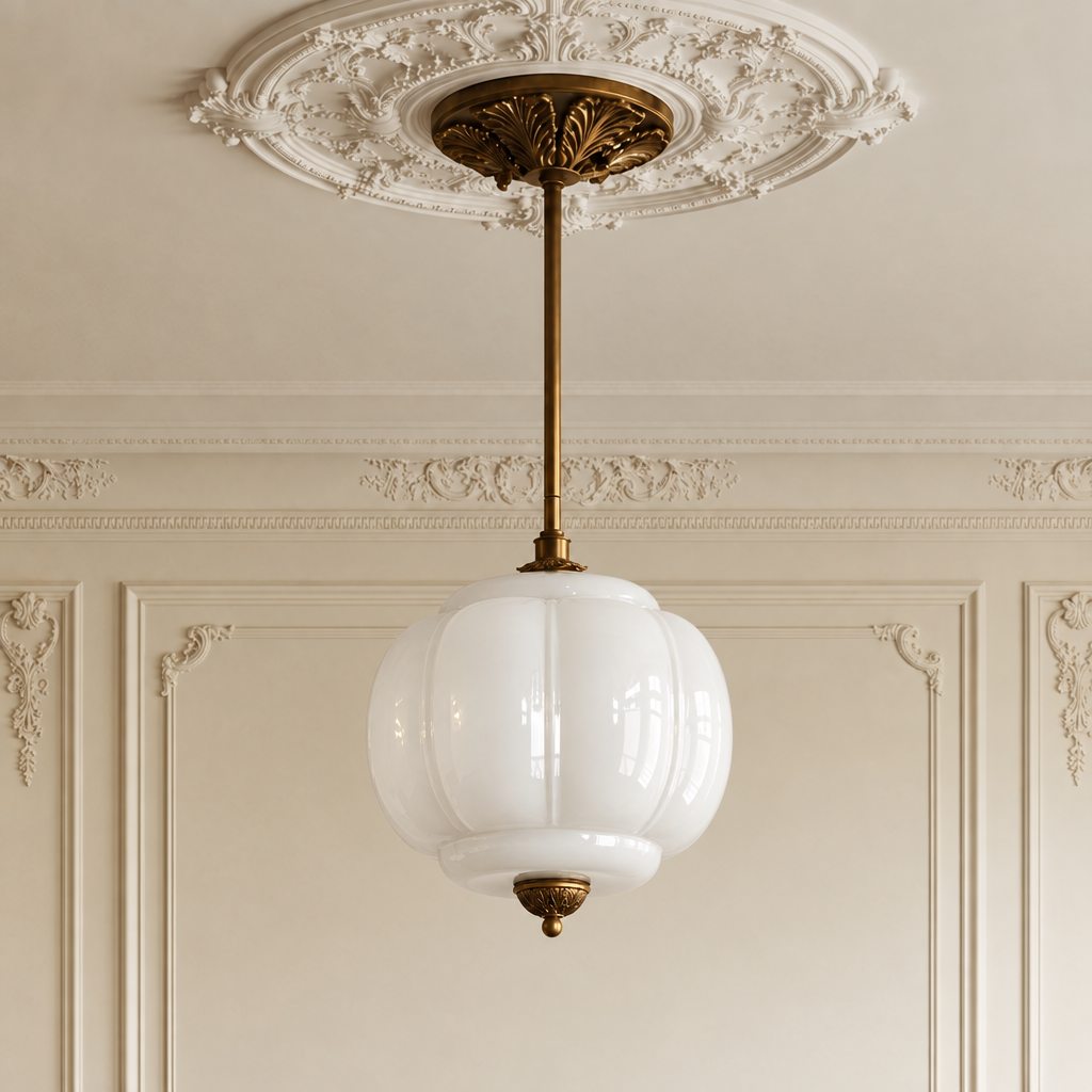 Juliette glass ceiling light medium size in white glass