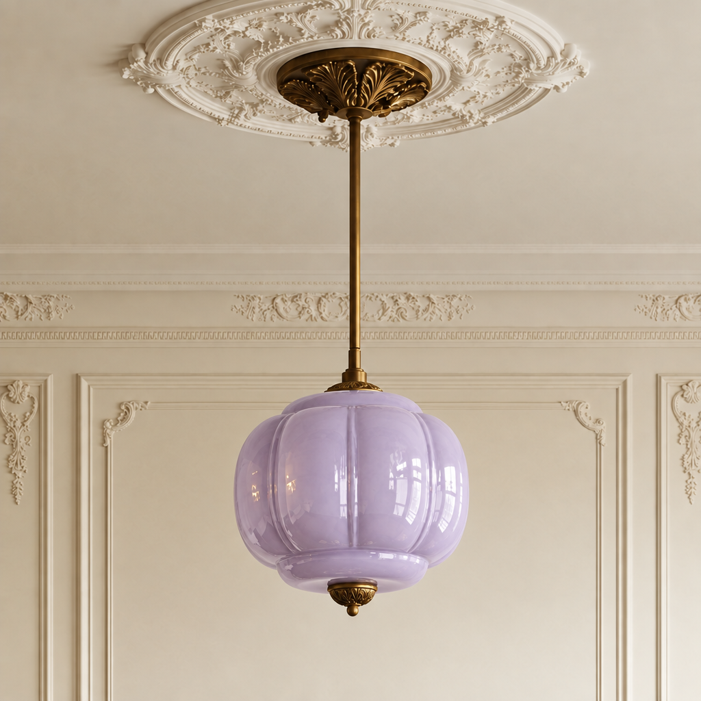 Juliette glass ceiling light medium size in lavender glass