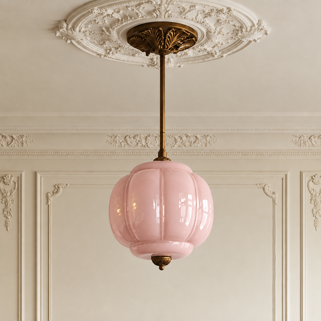 Juliette glass ceiling light medium size in pink glass