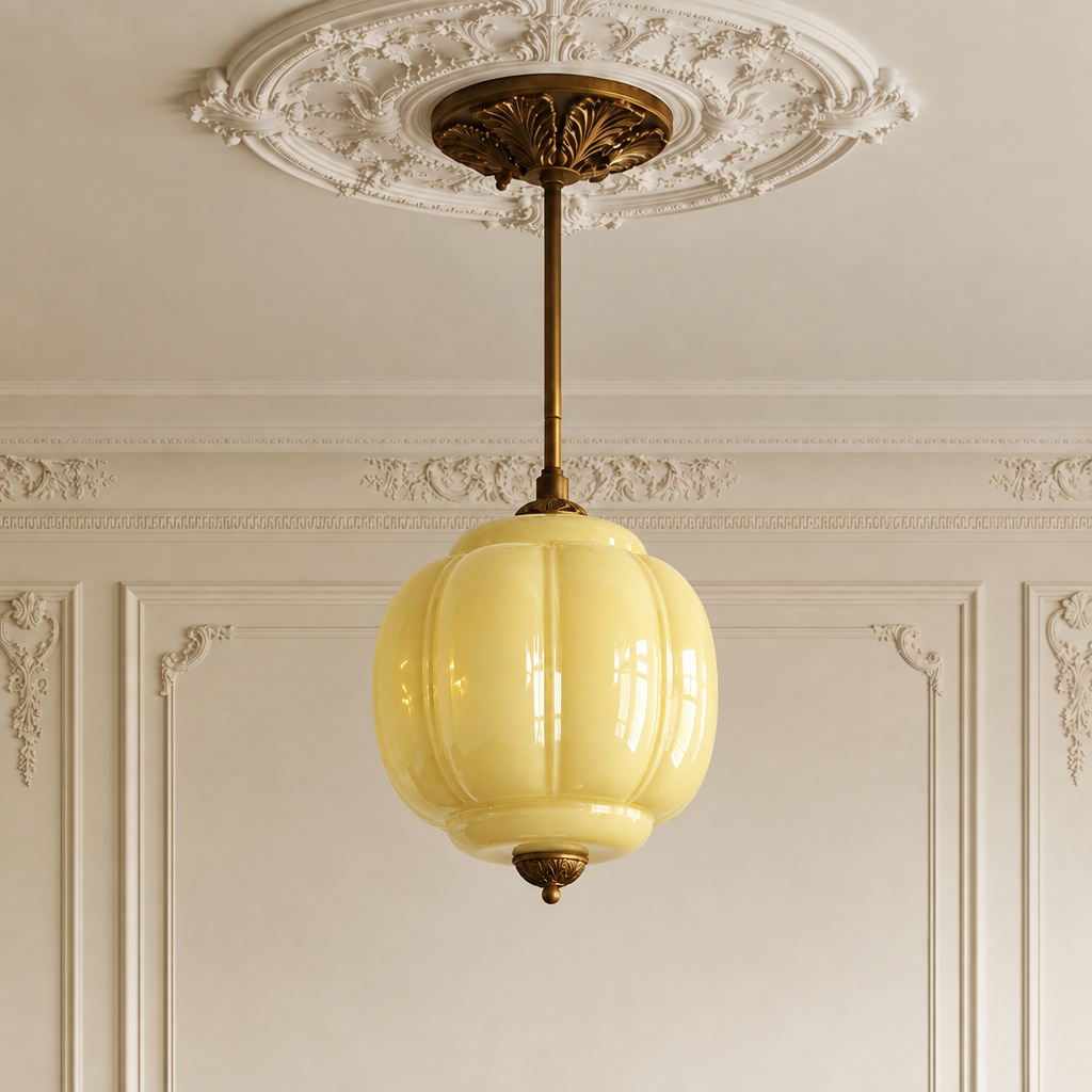 Juliette glass ceiling light medium size in yellow glass