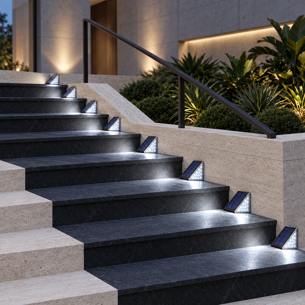 Solene solar LED stair lights, cool white, pack of 2