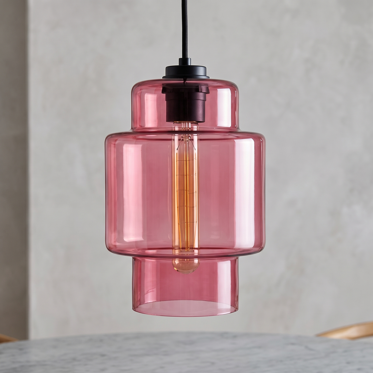 Avery Glass Pendant - Pink / A