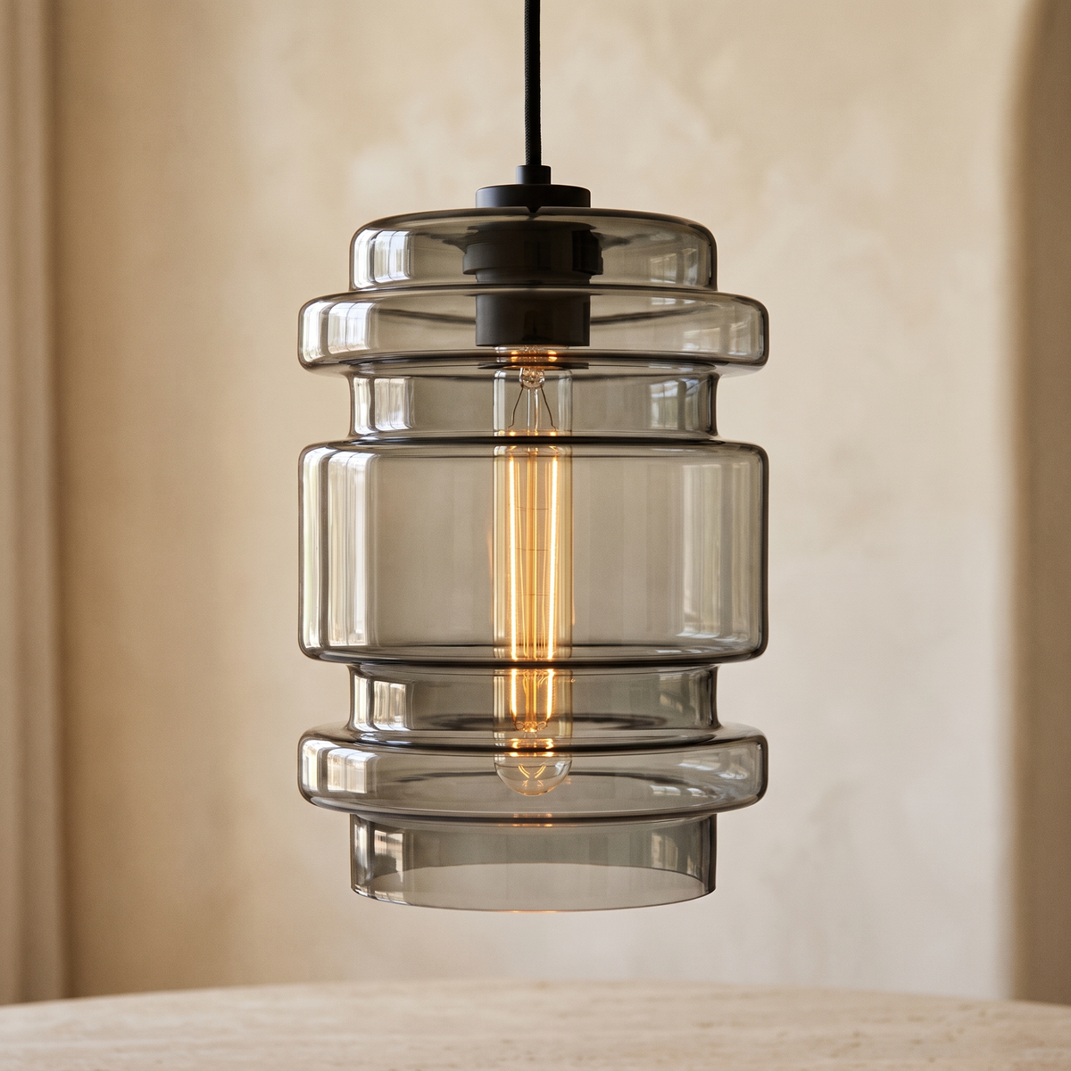 Avery Glass Pendant - Smoky Grey / B