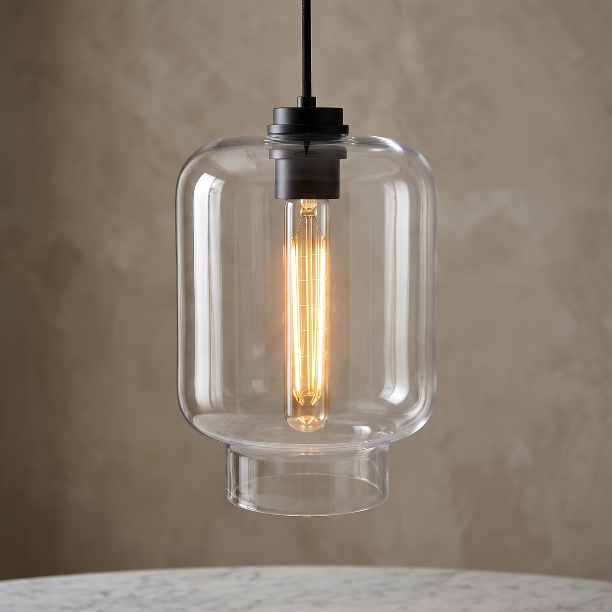 Avery Glass Pendant - Clear / D