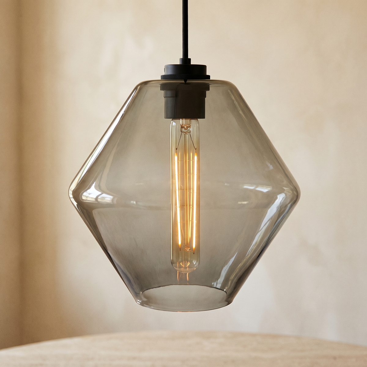 Avery Glass Pendant - Smoky Grey / C