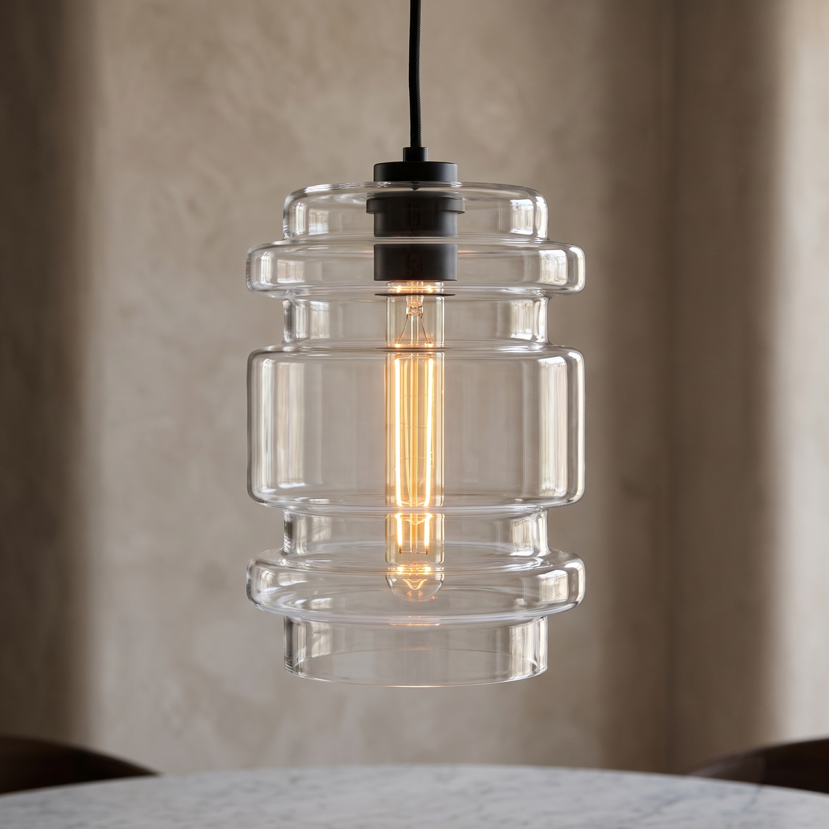Avery Glass Pendant - Clear / B