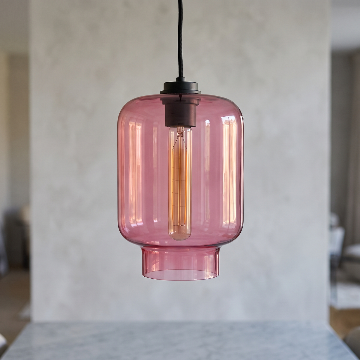 Avery Glass Pendant - Pink / D