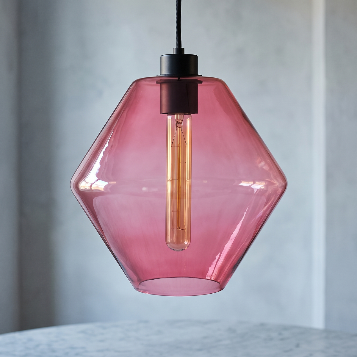 Avery Glass Pendant - Pink / C