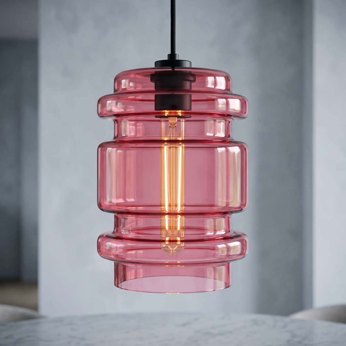 Avery Glass Pendant - Pink / B