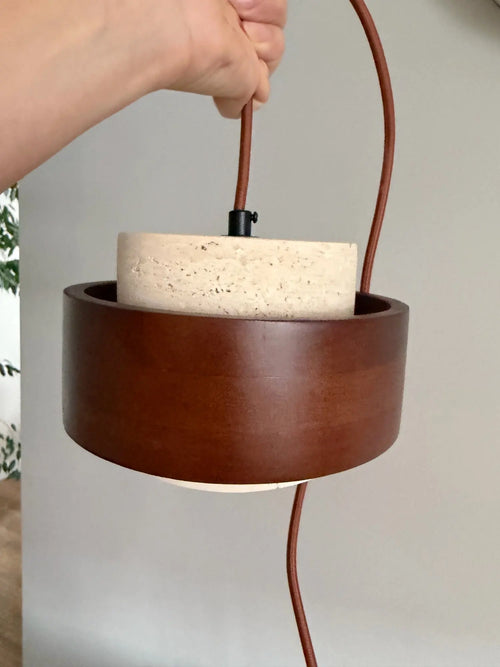 Customer photo of Perra Travertine Pendant Light