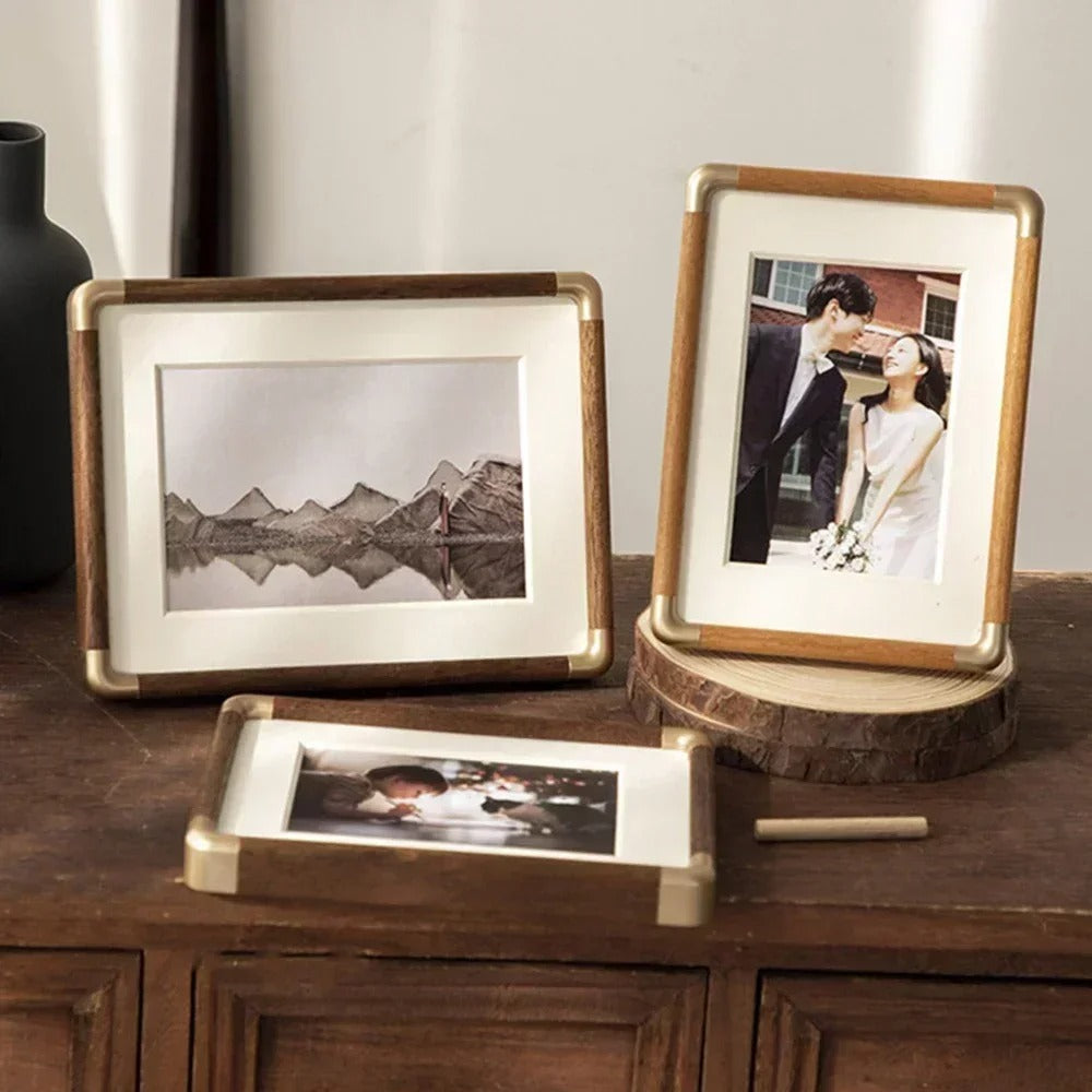 Brooks Wooden Tabletop Photo Frame with Brass Corners