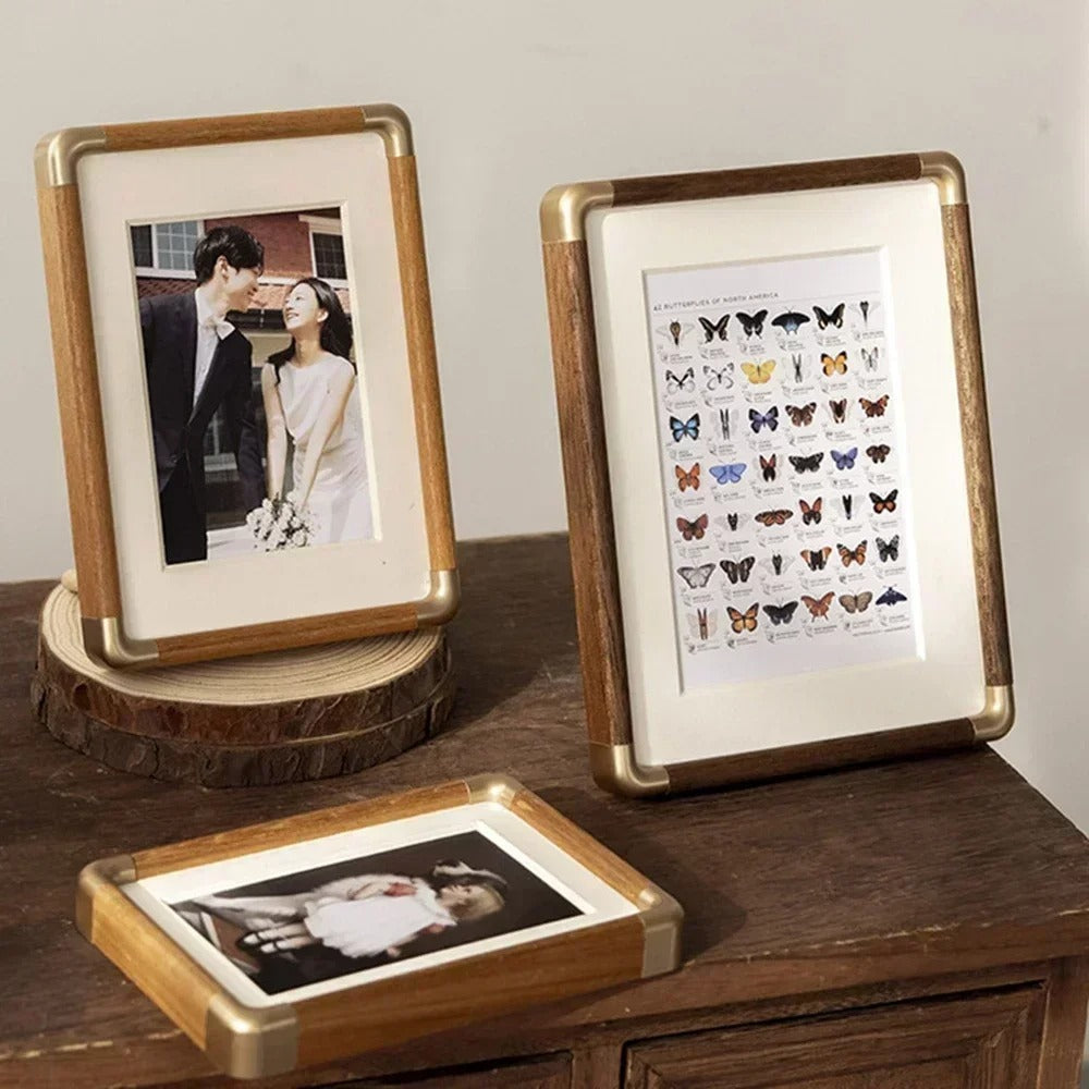 Brooks Wooden Tabletop Photo Frame with Brass Corners