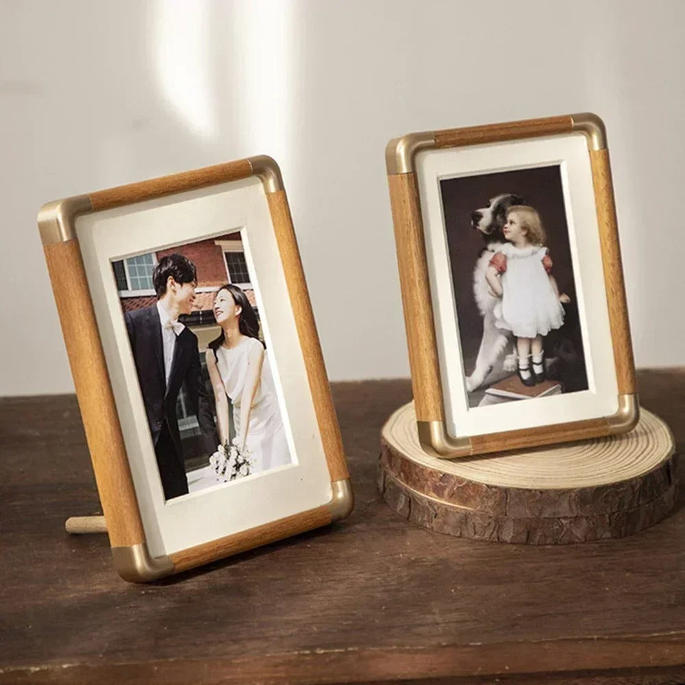 Brooks Wooden Tabletop Photo Frame with Brass Corners