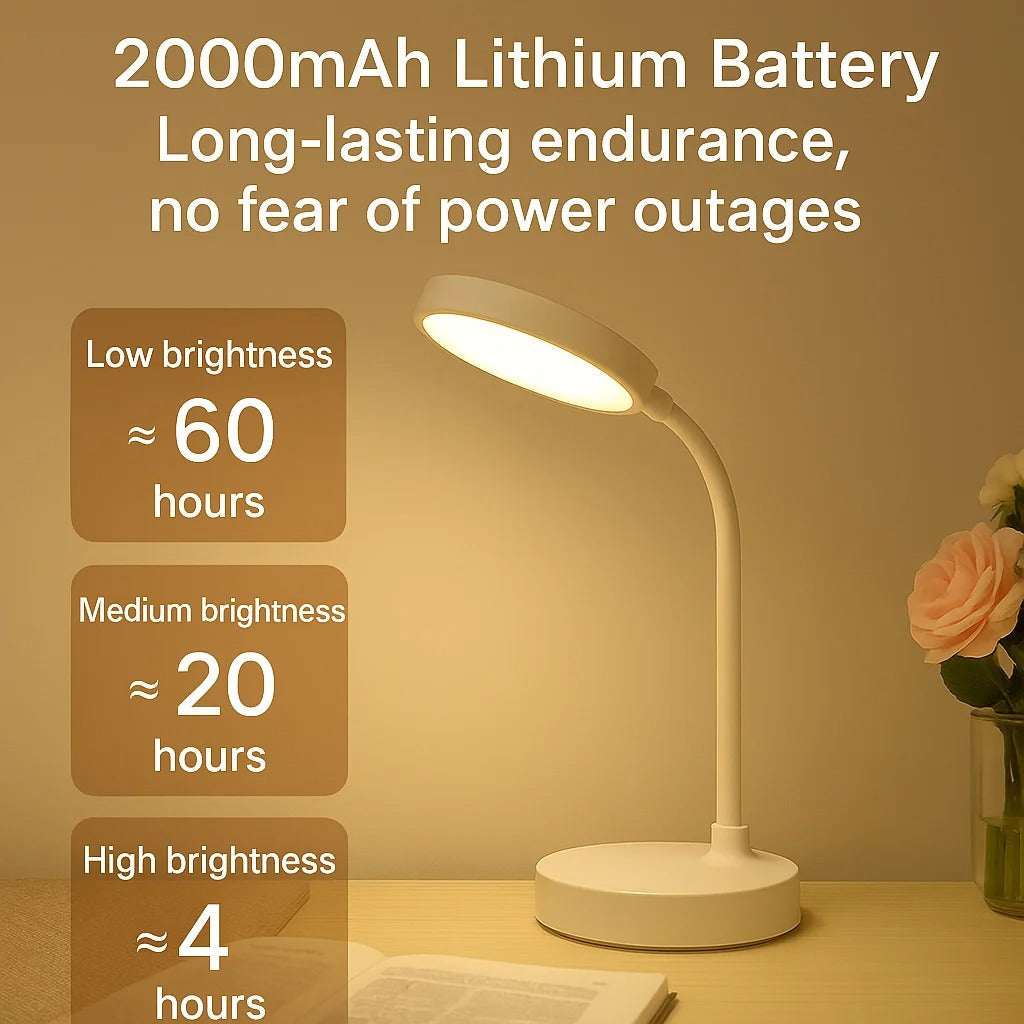 Swan Neck LED Desk Lamp with USB Rechargeable Battery