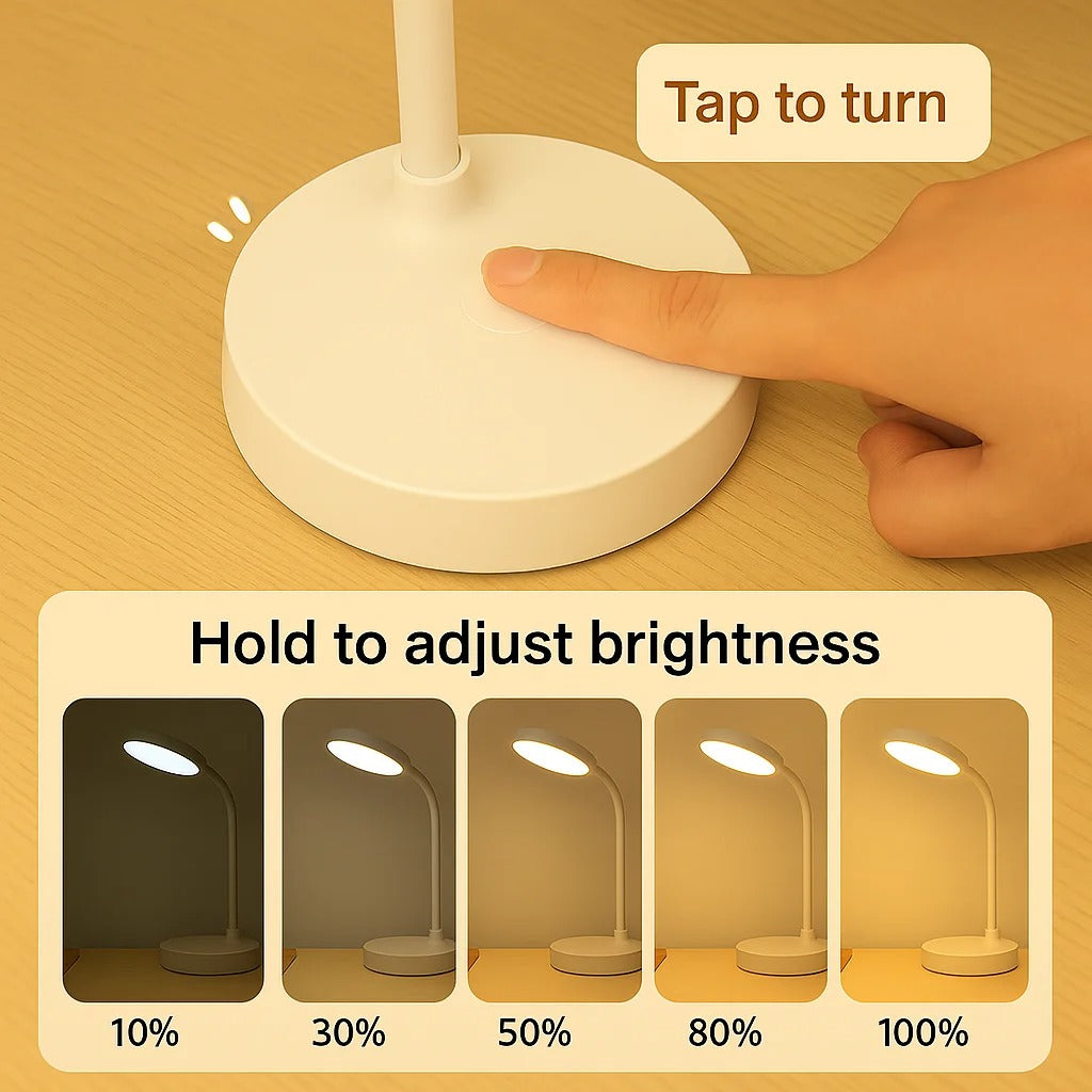 Swan Neck LED Desk Lamp with USB Rechargeable Battery