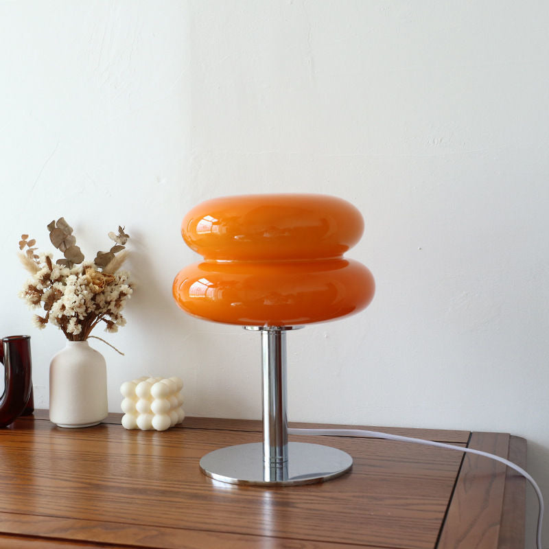 Italian Designer Glass Table Lamp with Chrome Base