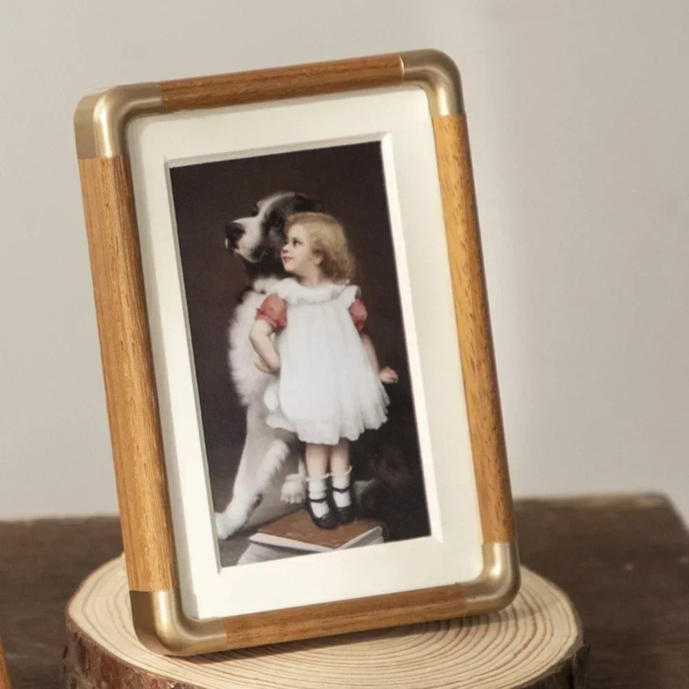 Brooks Wooden Tabletop Photo Frame with Brass Corners